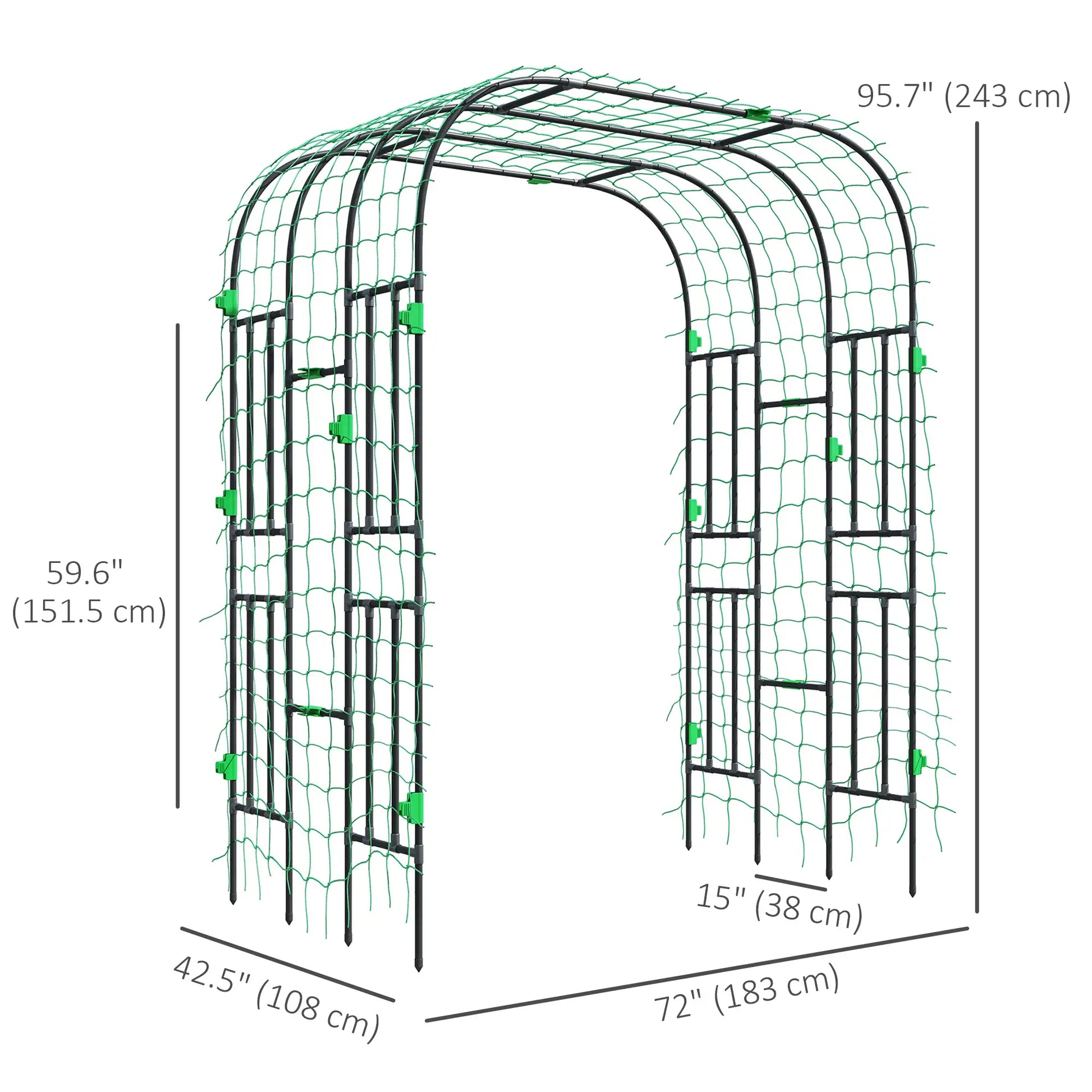 Arched Garden Trellis, 8 FT Tall Metal Plant Support with Netting Plant Stands at Gallery Canada