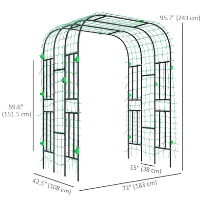 Arched Garden Trellis, 8 FT Tall Metal Plant Support with Netting Plant Stands at Gallery Canada