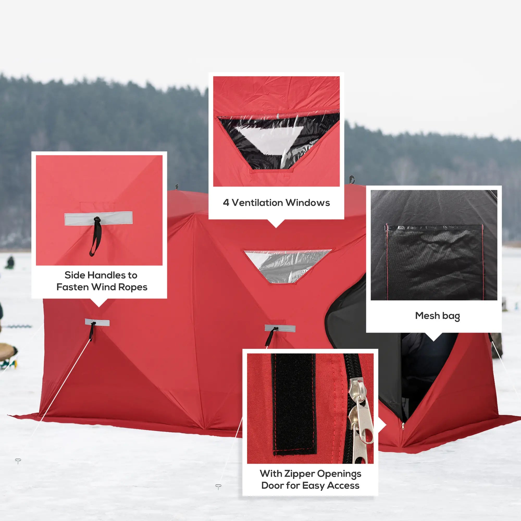 5-8 Person Pop-Up Ice Fishing Shelter, Portable Tent, Red Ice Fishing Tents at Gallery Canada