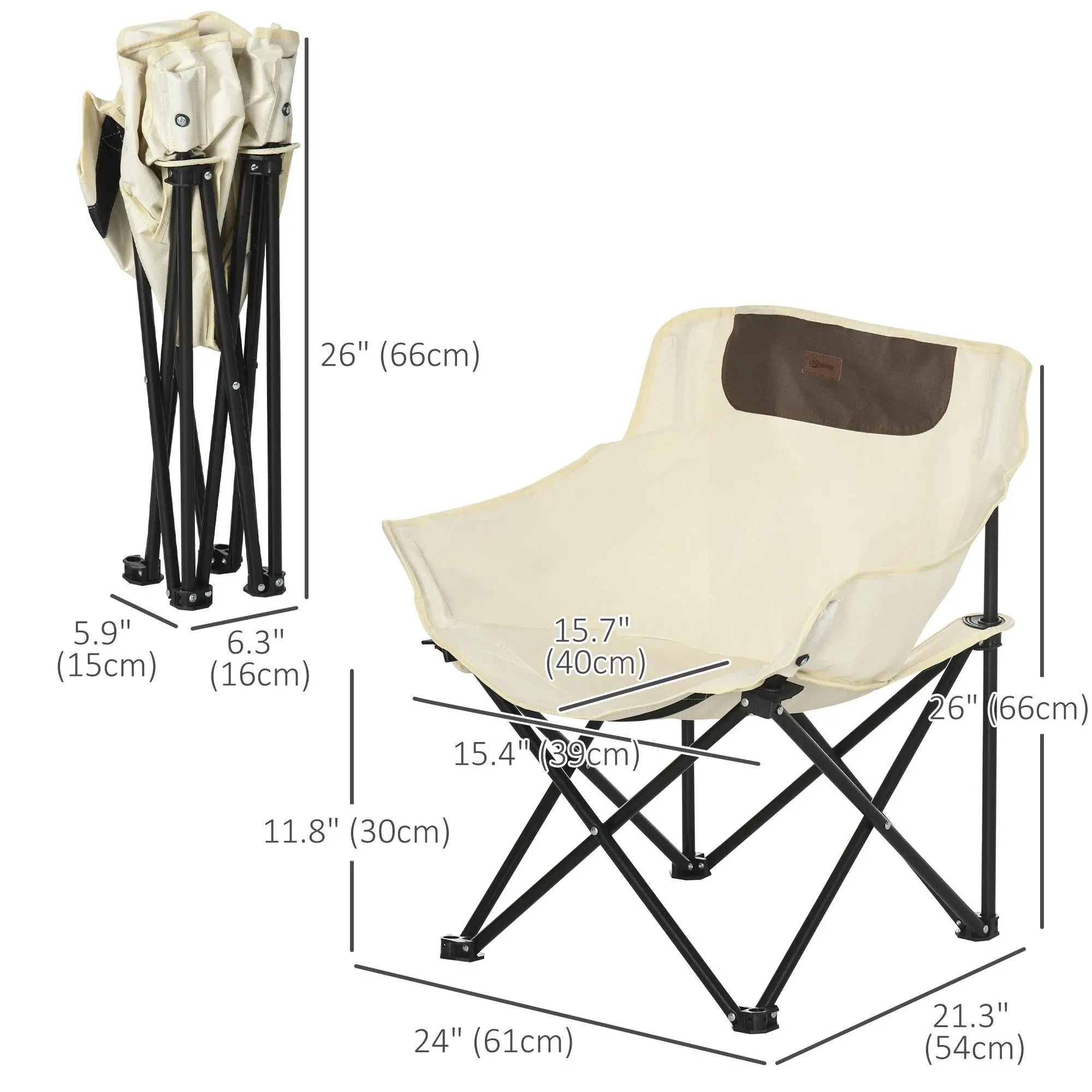 Portable Camping Chair, Lightweight Folding with Carry Bag, Side Pocket, White Picnic Tables & Camping Chairs at Gallery Canada