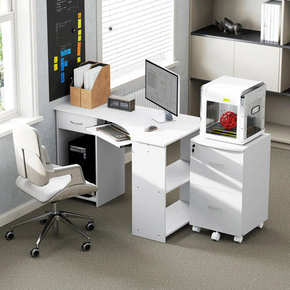 L-Shaped Computer Desk, File Cabinet Set, White Computer Desks at Gallery Canada