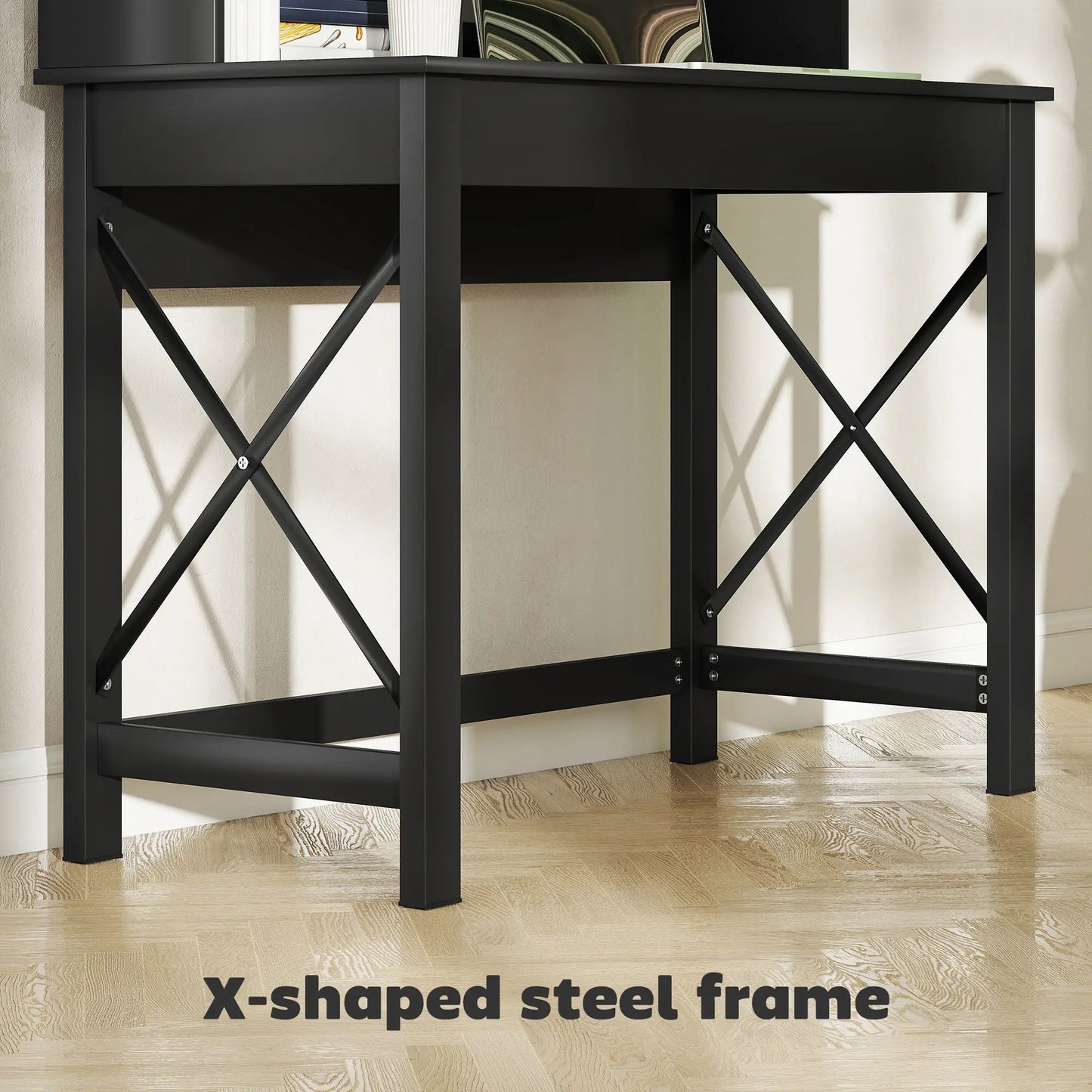 Computer Desk with Hutch, Home Office Table with Storage Shelves, Black Computer Desks at Gallery Canada