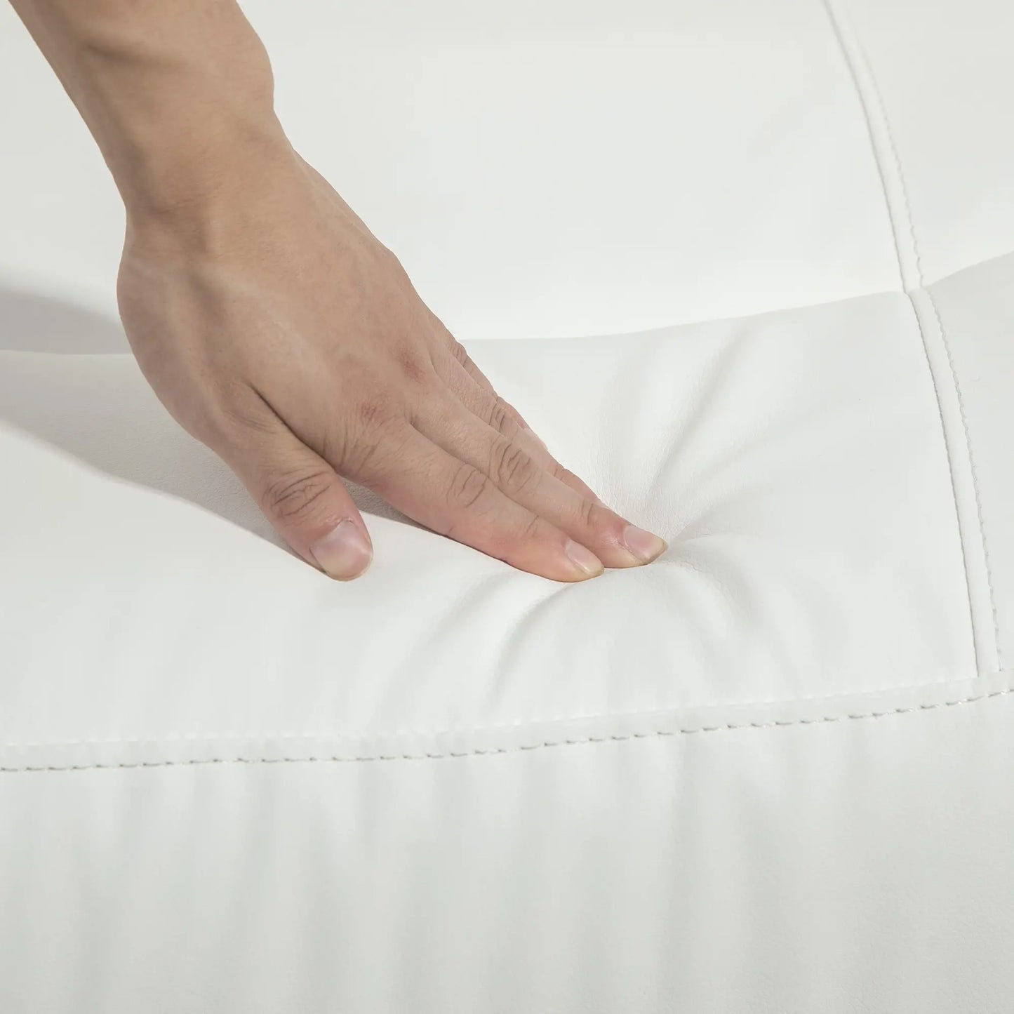 PU Leather Manual Recliner Sofa, Double Reclining Loveseat, White 2-Seater Sofas at Gallery Canada