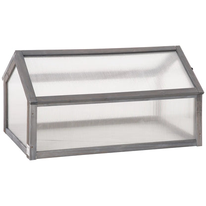 Portable Wooden Cold Frame Greenhouse, 35.5" x 20.5" x 19.5", Grey Raised Garden Beds Grey at Gallery Canada