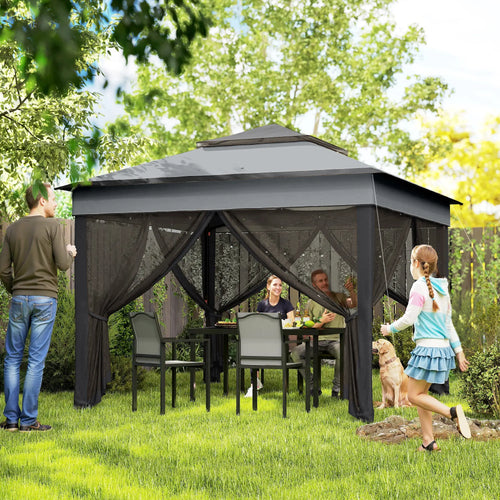10.7 x 10.7ft Pop Up Gazebo, Adjustable Sun Shelter, Dark Grey