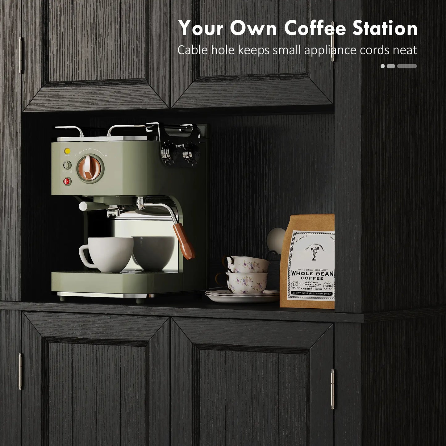 73 Inch Kitchen Pantry Cabinet, Freestanding Hutch, 12 Shelves, Black Kitchen Pantry Cabinets at Gallery Canada