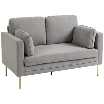 55" Grey Loveseat Sofa With 2 Pillows, Metal Legs, Grey 2-Seater Sofas Grey at Gallery Canada