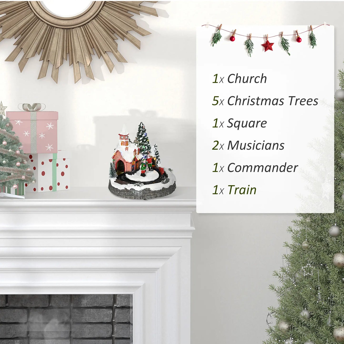 Desktop Christmas Village Houses, Rotating Train, Battery Operated, Multicolored Christmas Village Houses at Gallery Canada