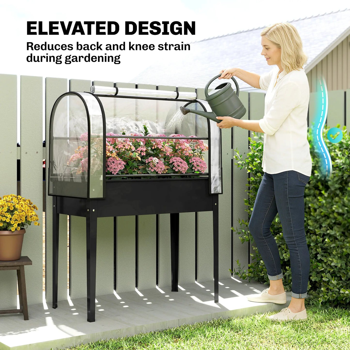 Metal Raised Garden Bed With Greenhouse Cover, Black Raised Garden Beds at Gallery Canada