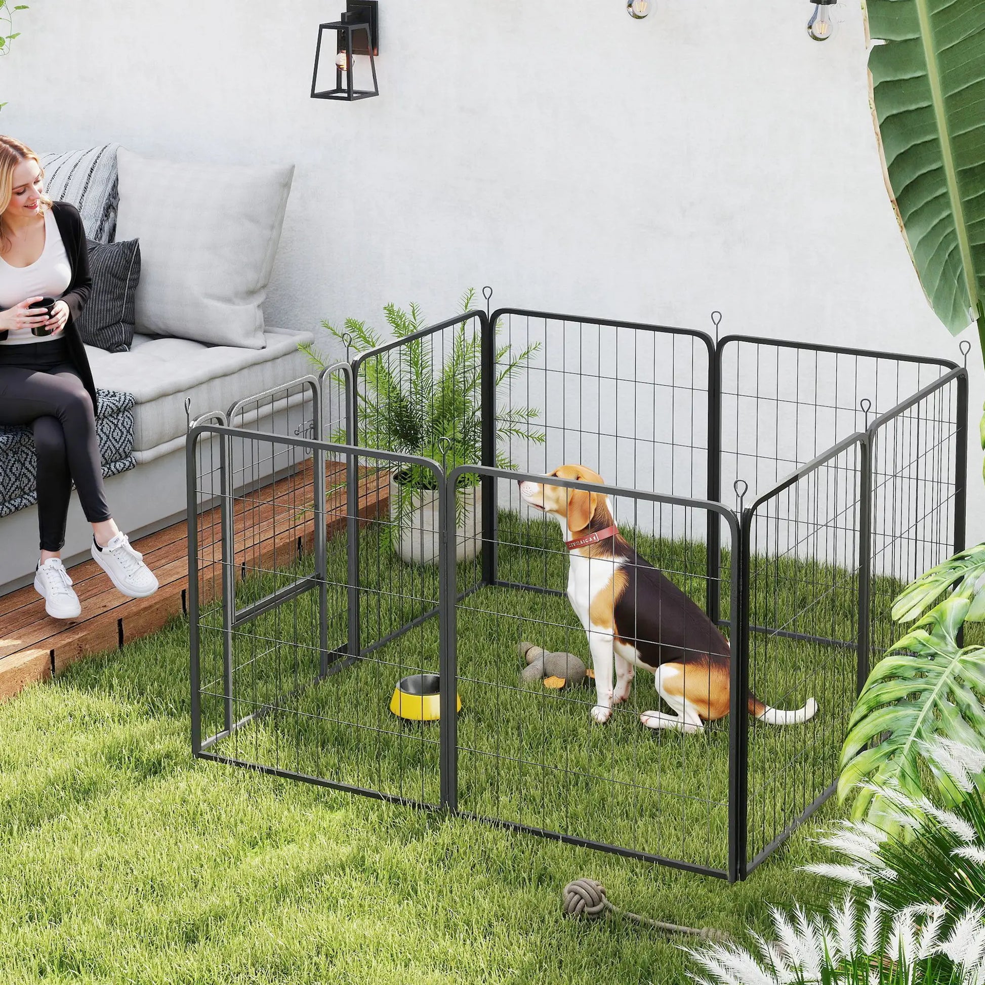 31.5" Portable Foldable Pet Playpen, 8 Panels with Door, Medium Dogs Houses, Kennels & Pens at Gallery Canada
