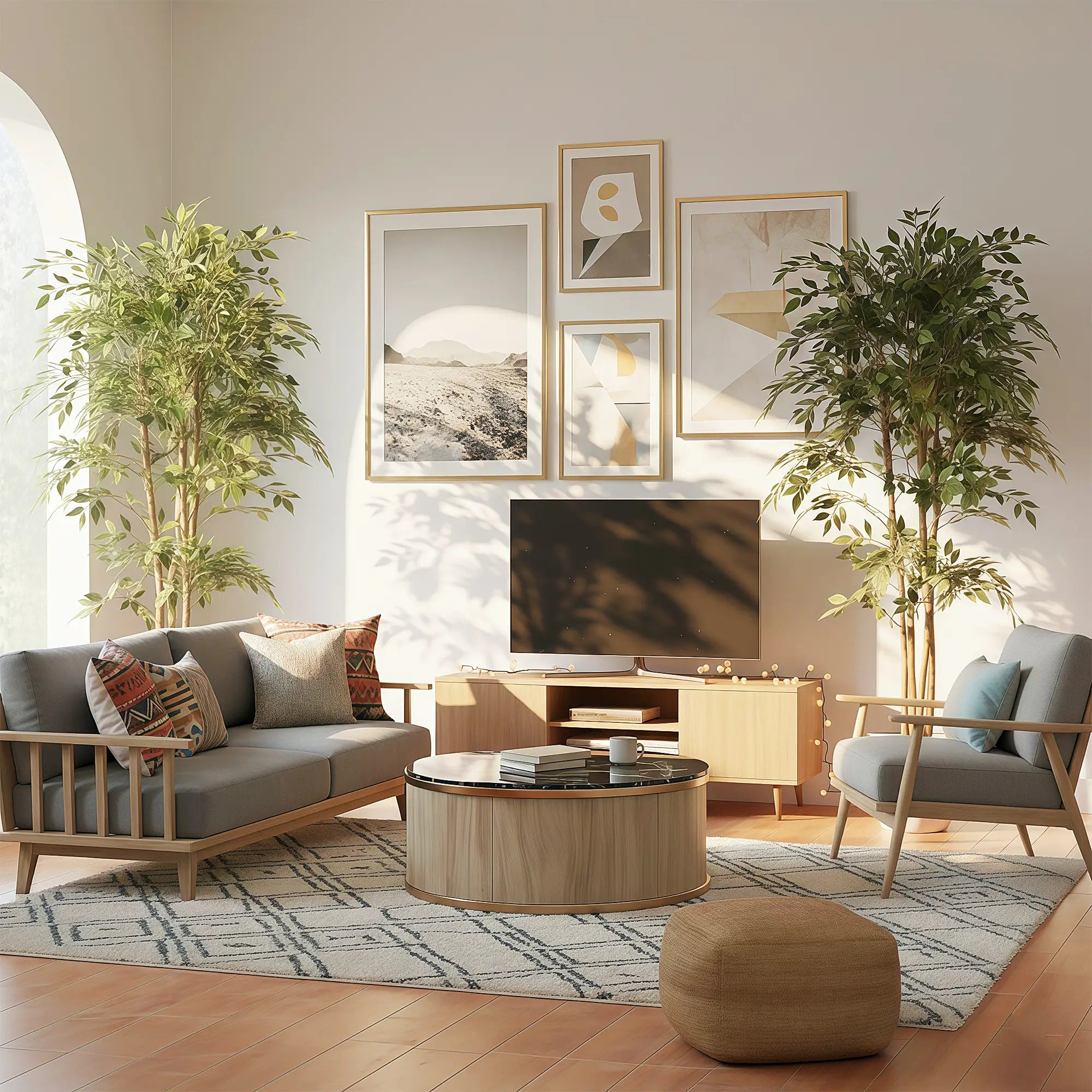 6FT Artificial Banyan Tree Set, Fake Potted Tree With Wood Trunk Artificial Trees at Gallery Canada