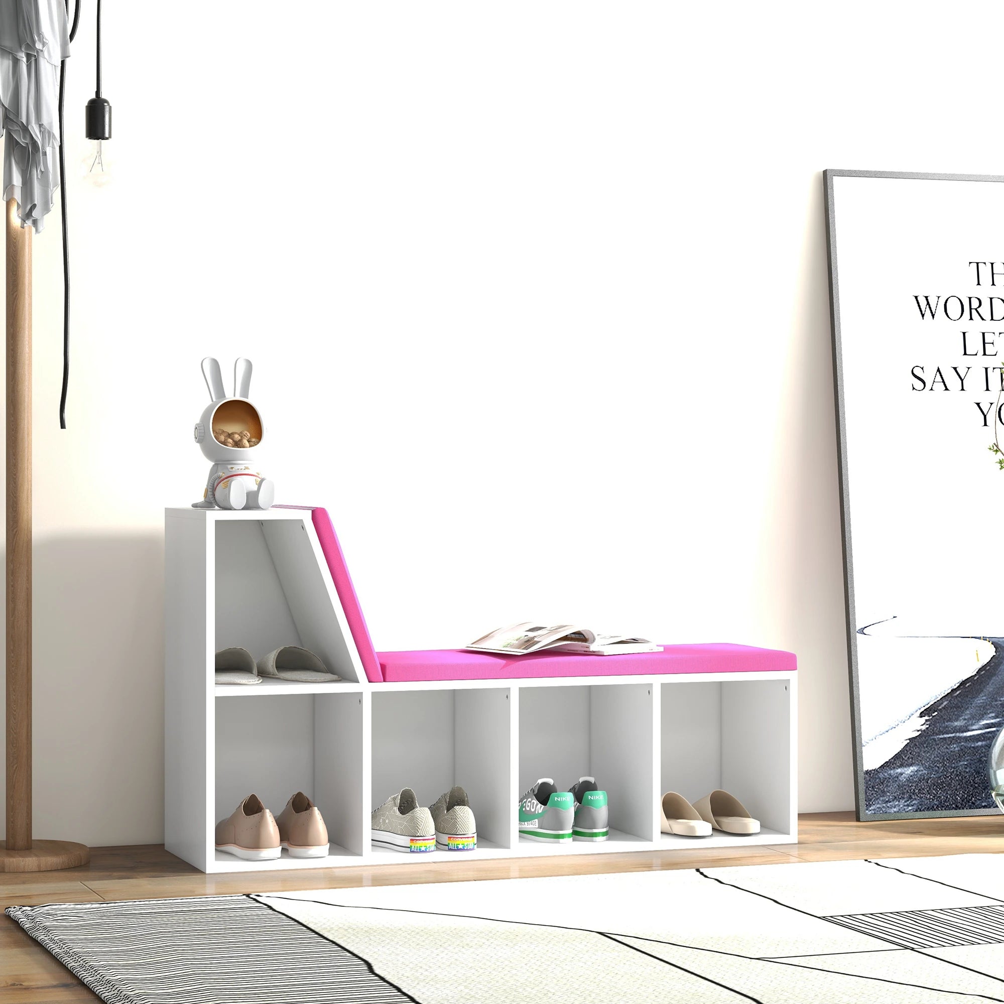 5-Cube Bookshelf with Cushioned Nook, Storage Shelves, Pink Bookshelves & Bookcases at Gallery Canada