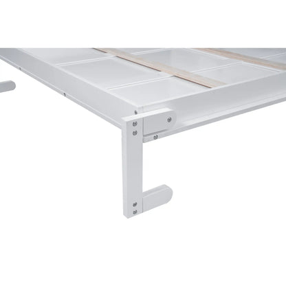 Murphy Bed with Shelves, LED Lights, 97.5" L x 84.5" W x 88.5" H, White Bed Frames at Gallery Canada