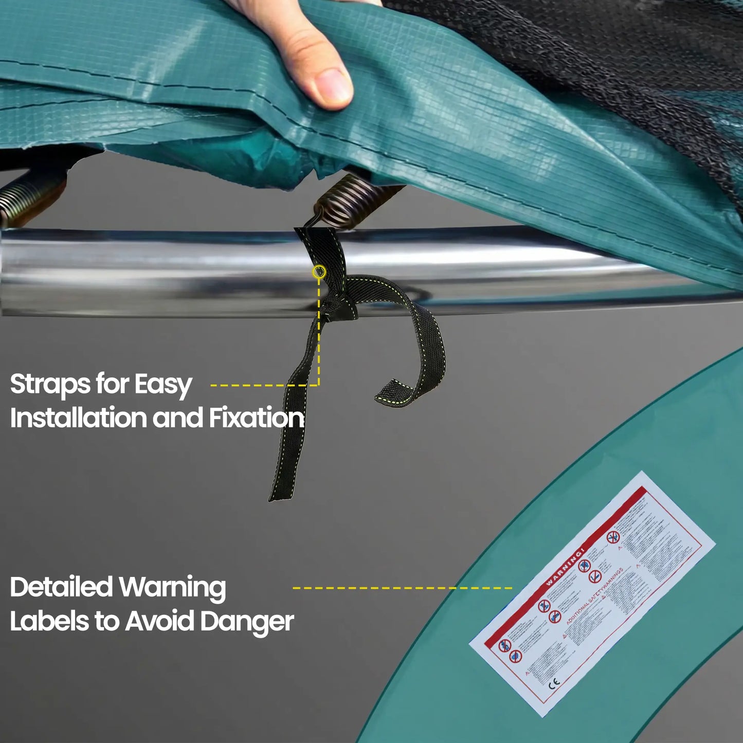 14FT Trampoline Pad Replacement, Φ168" Spring Cover, Water-Resistant, Green Trampolines at Gallery Canada