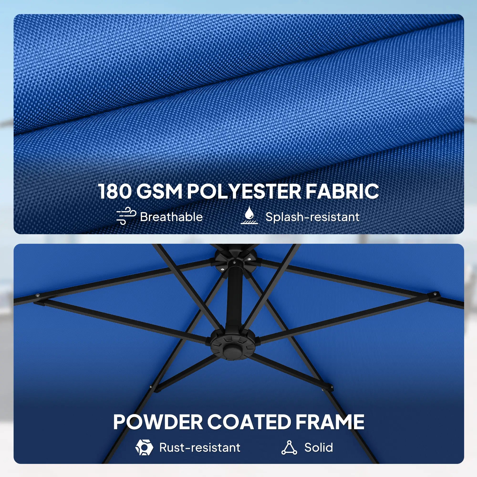 9.7 ft Offset Patio Umbrella, Water/Sand Fillable Weights, Navy Blue Offset Cantilever Umbrellas at Gallery Canada