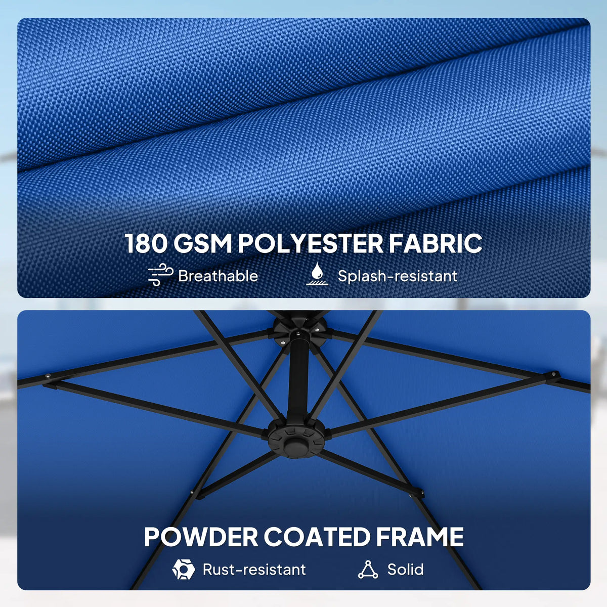 9.7 ft Offset Patio Umbrella, Water/Sand Fillable Weights, Navy Blue Offset Cantilever Umbrellas at Gallery Canada
