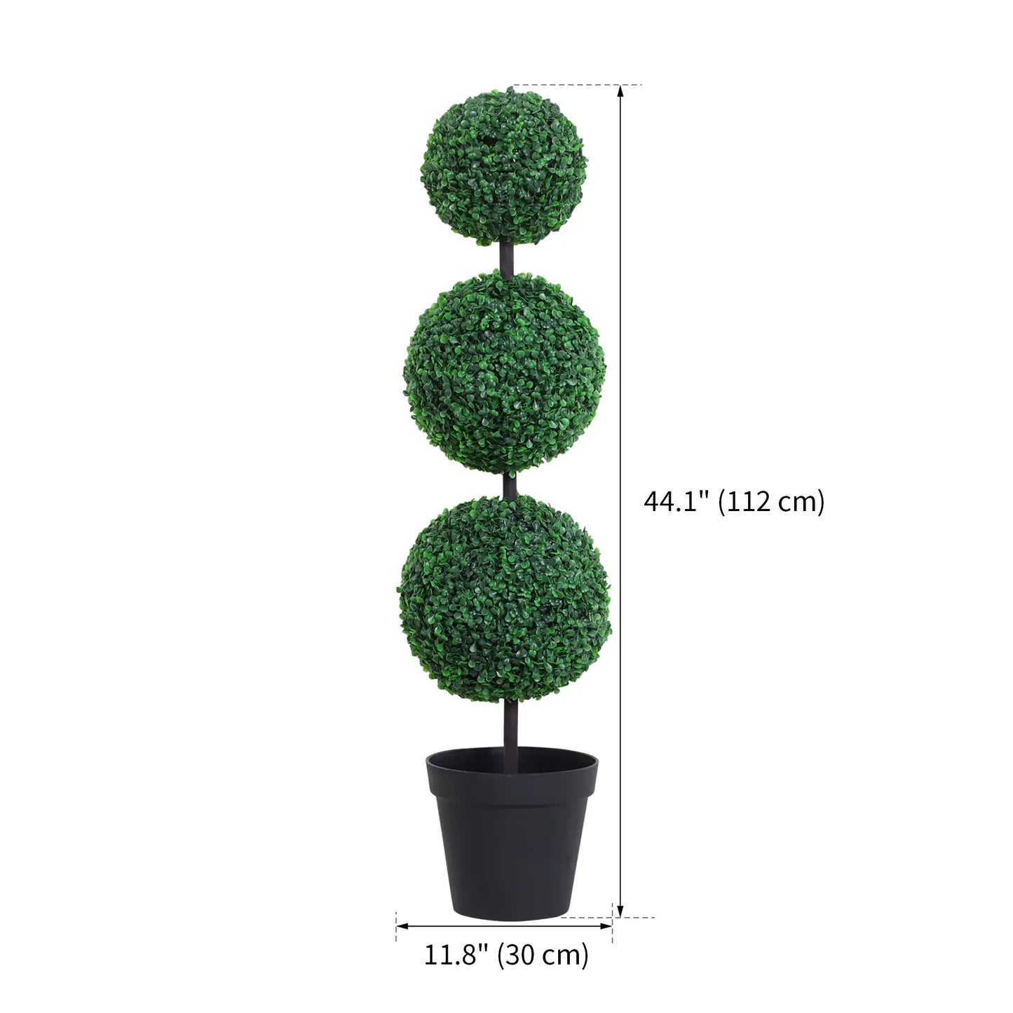 Artificial Ball Boxwood Topiary Trees, 44.1", Fake Plants In Pots, Dark Green Artificial Trees at Gallery Canada