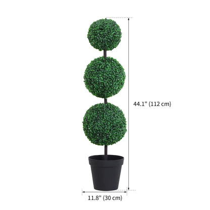 Artificial Ball Boxwood Topiary Trees, 44.1", Fake Plants In Pots, Dark Green Artificial Trees at Gallery Canada