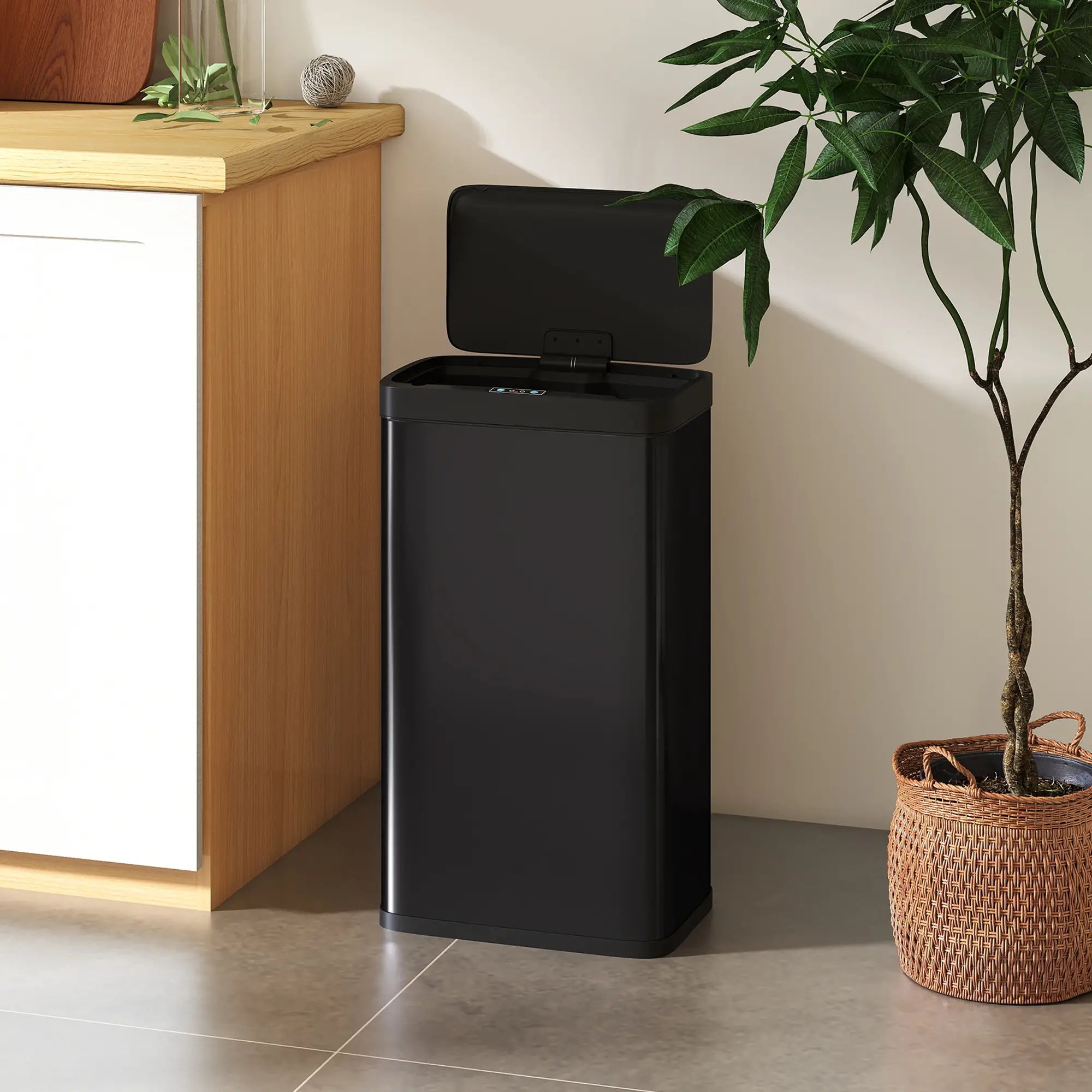 12 Gallon Sensor Can, Automatic Garbage Can, Fingerprint-Proof Stainless Steel, Matte Black Household Supplies at Gallery Canada