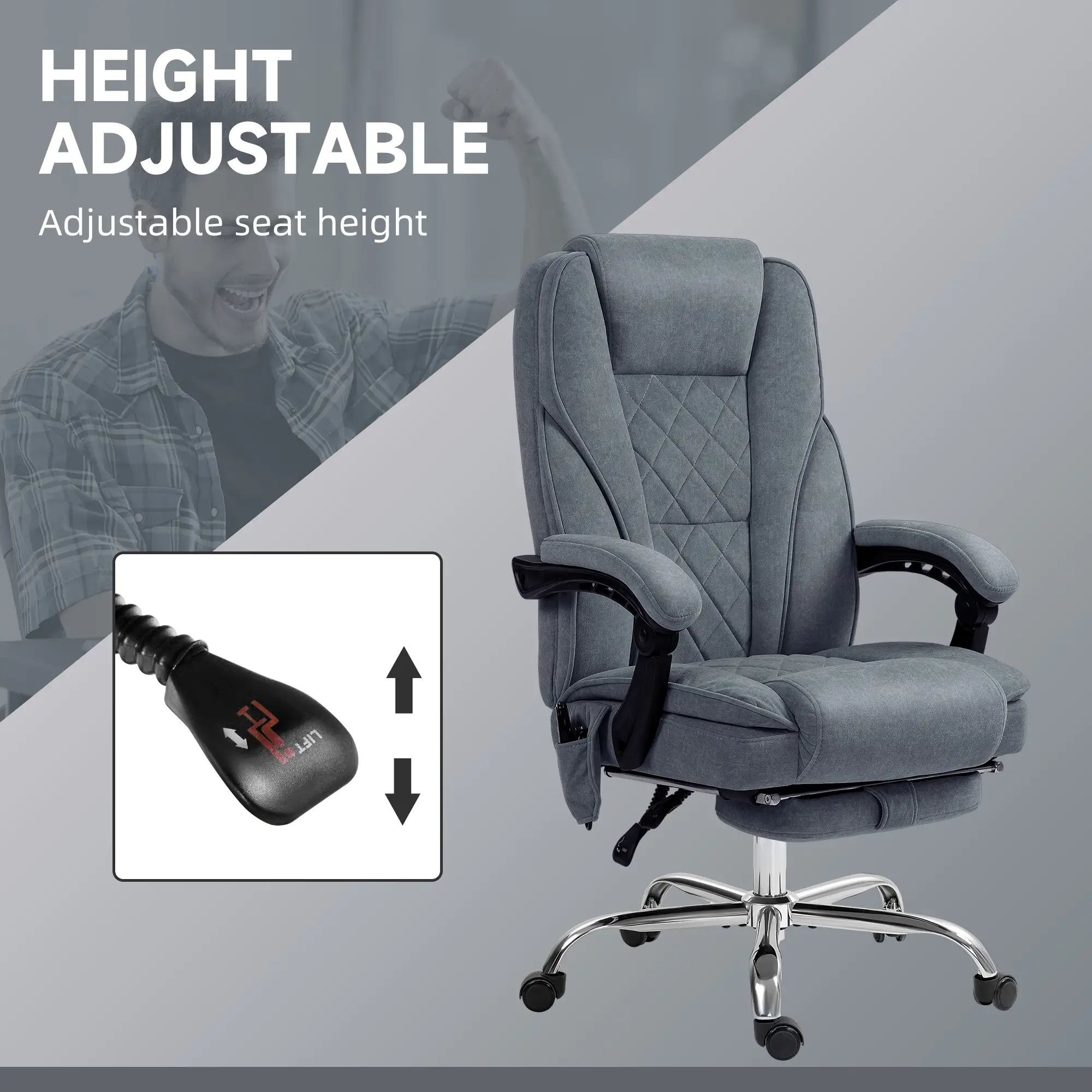 Massage Office Chair, Reclining Computer Chair, Adjustable Height, Footrest, Dark Grey Massage Chairs at Gallery Canada