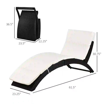 Foldable Rattan Chaise Lounge, Reclining Backrest, PE Wicker, Outdoor, Beige Chaise Loungers at Gallery Canada