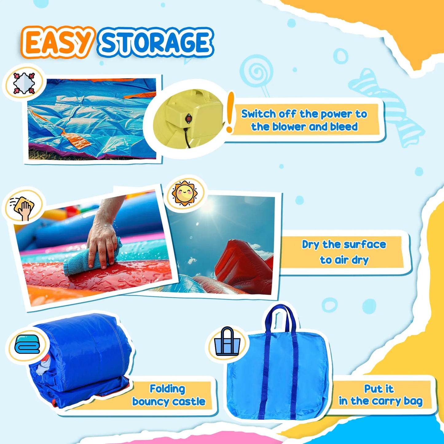 5 in 1 Inflatable Bounce Castle, Trampoline Water Slide, 12.4' x 10.5' x 6.9', Multi-color Inflatables at Gallery Canada