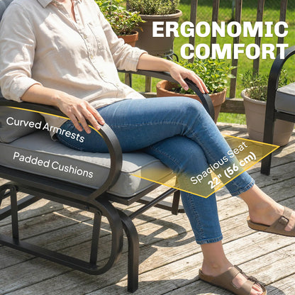 Patio Glider Chair With Cushions, Steel Frame, Curved Armrests, Light Grey Outdoor Gliders at Gallery Canada