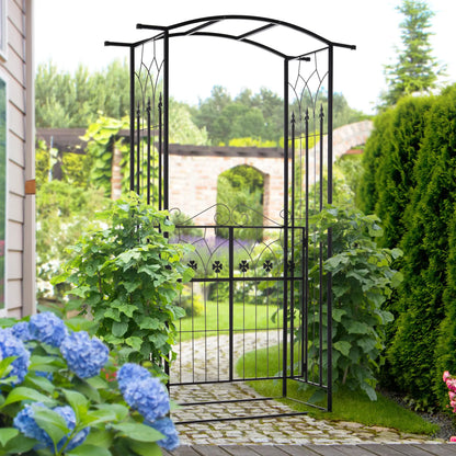 Metal Trellis Garden Arch Arbor, Lucky Leaf Clover Gate, Black Garden Arches at Gallery Canada