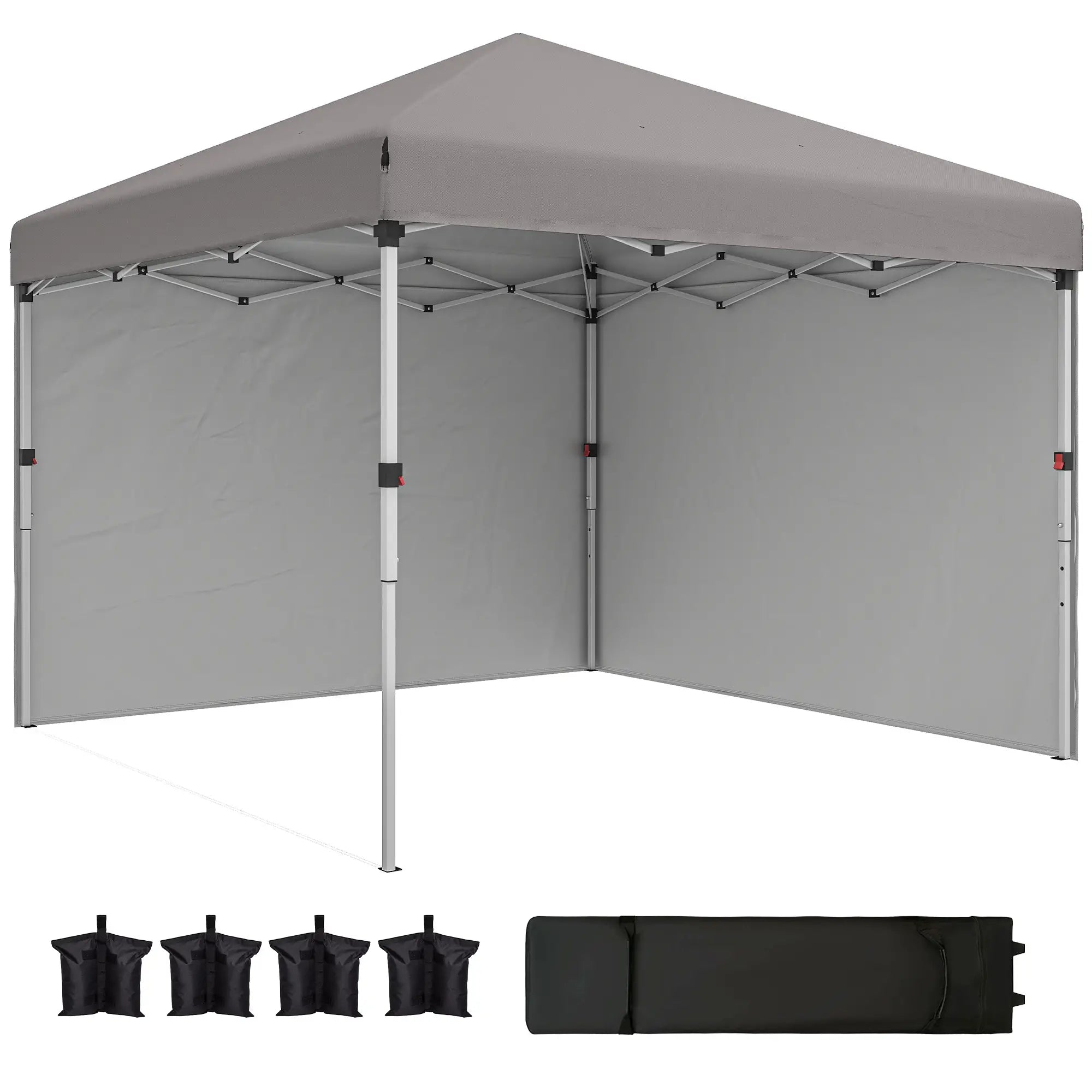 10' x 10' Pop Up Canopy, Sidewalls, Roller Bag, Adjustable Tent, Grey Pop Up Canopies at Gallery Canada