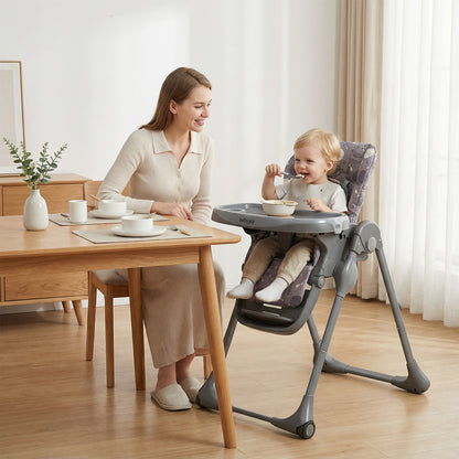 Foldable High Chair With Detachable Cushion, Gray High Chairs at Gallery Canada