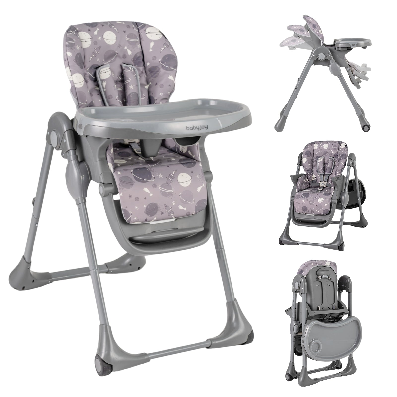 Foldable High Chair With Detachable Cushion, Gray High Chairs at Gallery Canada