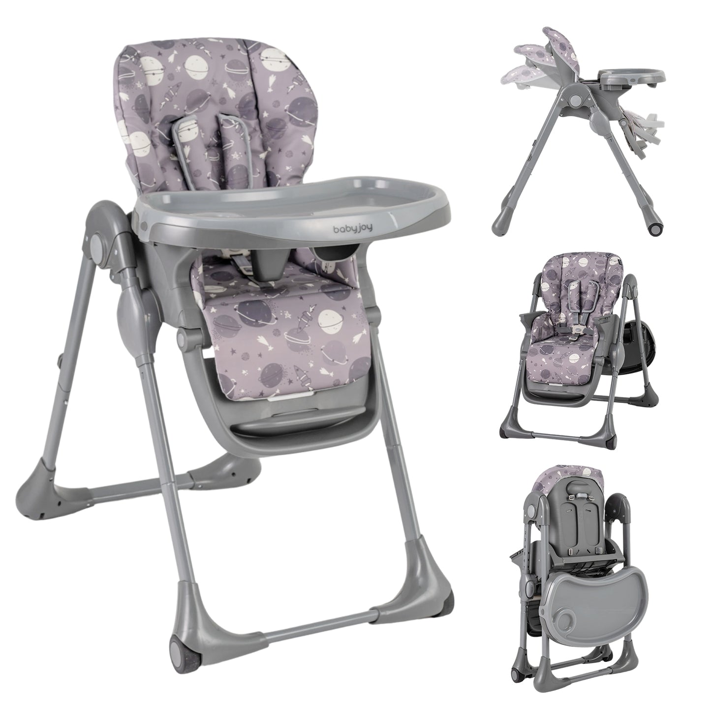 Foldable High Chair With Detachable Cushion, Gray High Chairs at Gallery Canada