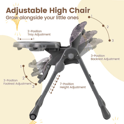Foldable High Chair With Detachable Cushion, Gray High Chairs at Gallery Canada