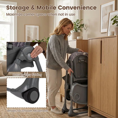 Foldable High Chair With Detachable Cushion, Gray High Chairs at Gallery Canada