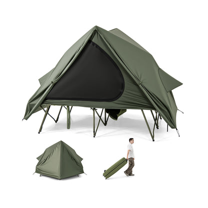 Foldable 2-Person Camping Cot Tent with Pop-up Tent Shelter and Portable Wheeled Bag, Green Tents at Gallery Canada