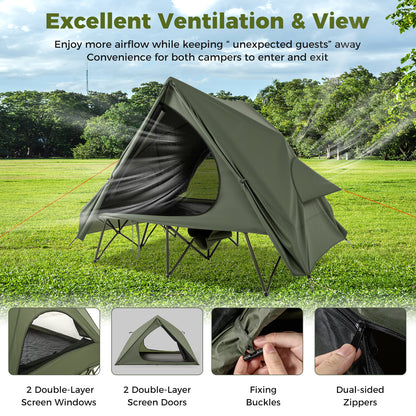 Foldable 2-Person Camping Cot Tent with Pop-up Tent Shelter and Portable Wheeled Bag, Green Tents at Gallery Canada