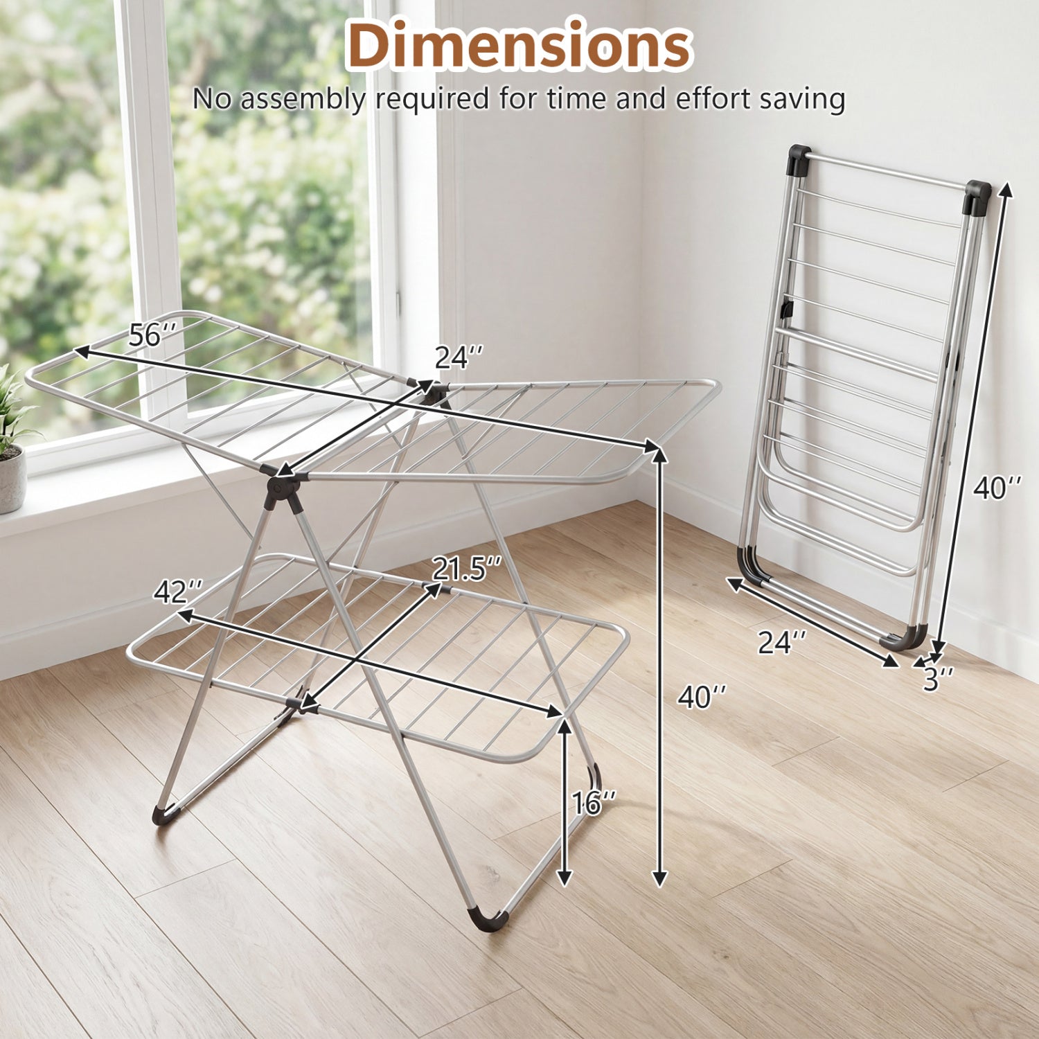 Foldable 2-Tier Heavy-Duty Aluminum Stainless Steel Clothes Drying Rack Drying Racks at Gallery Canada