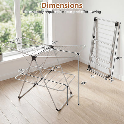 Foldable 2-Tier Heavy-Duty Aluminum Stainless Steel Clothes Drying Rack Drying Racks at Gallery Canada