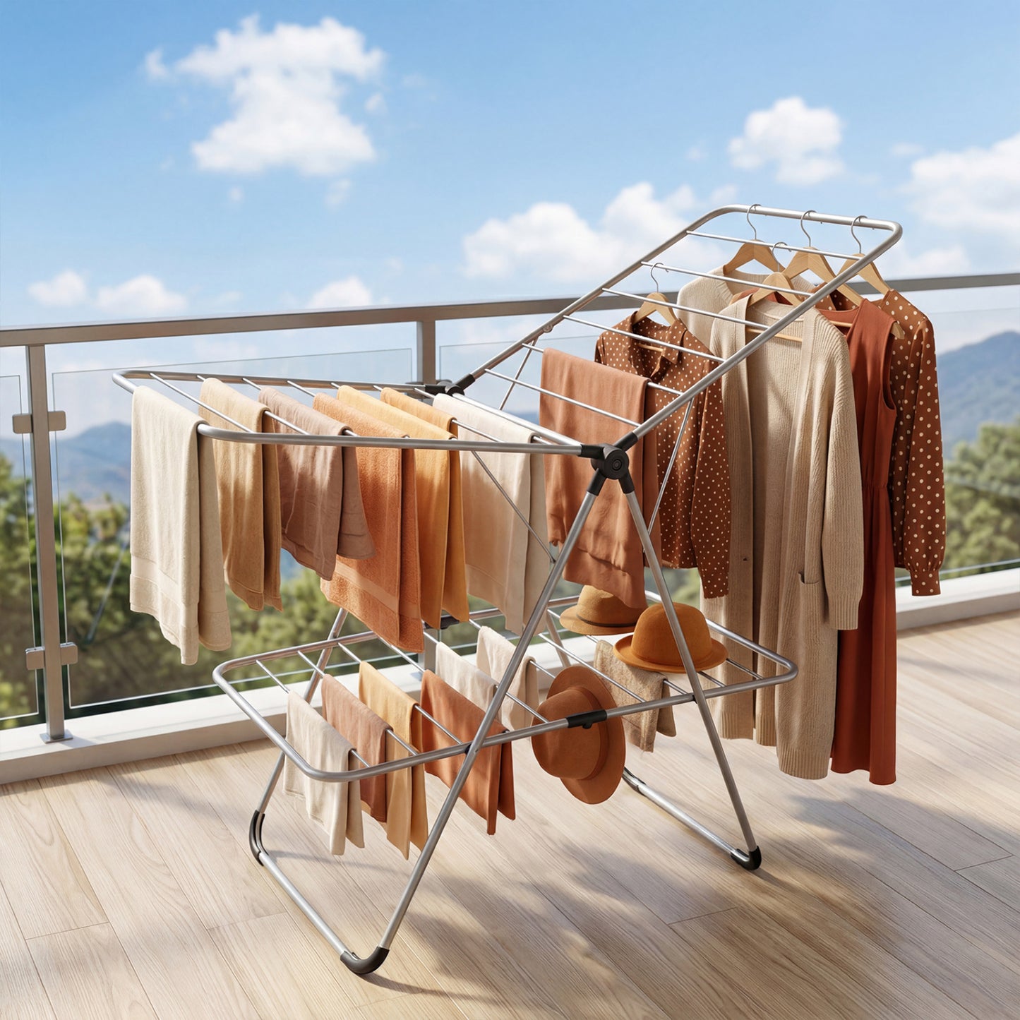 Foldable 2-Tier Heavy-Duty Aluminum Stainless Steel Clothes Drying Rack Drying Racks at Gallery Canada