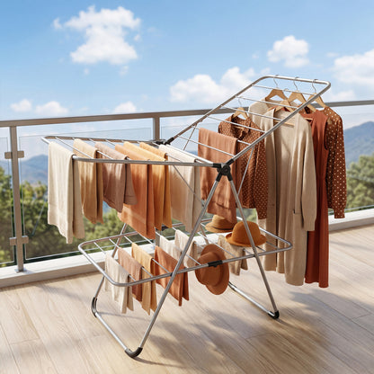 Foldable 2-Tier Heavy-Duty Aluminum Stainless Steel Clothes Drying Rack Drying Racks at Gallery Canada