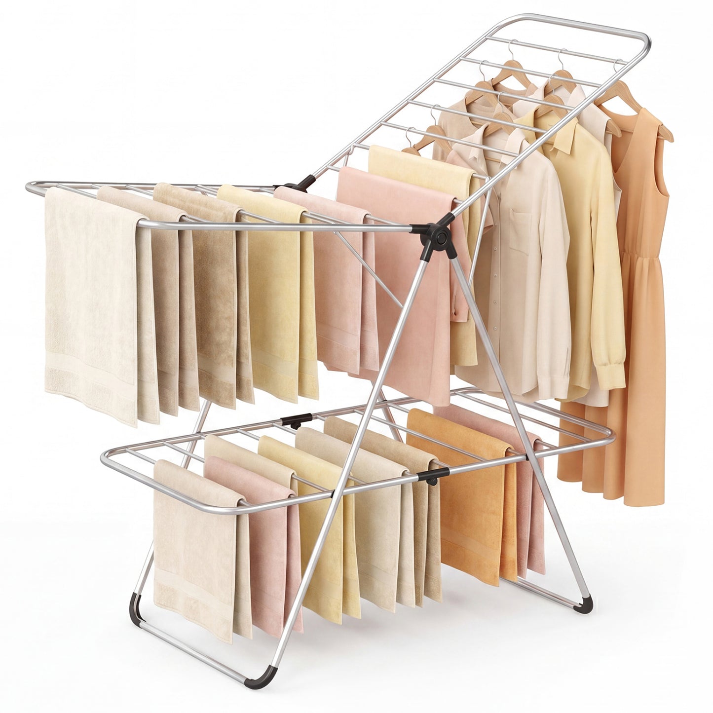 Foldable 2-Tier Heavy-Duty Aluminum Stainless Steel Clothes Drying Rack Drying Racks at Gallery Canada