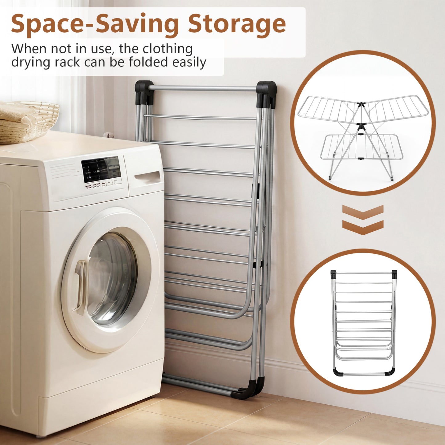 Foldable 2-Tier Heavy-Duty Aluminum Stainless Steel Clothes Drying Rack Drying Racks at Gallery Canada
