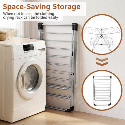 Foldable 2-Tier Heavy-Duty Aluminum Stainless Steel Clothes Drying Rack Drying Racks at Gallery Canada