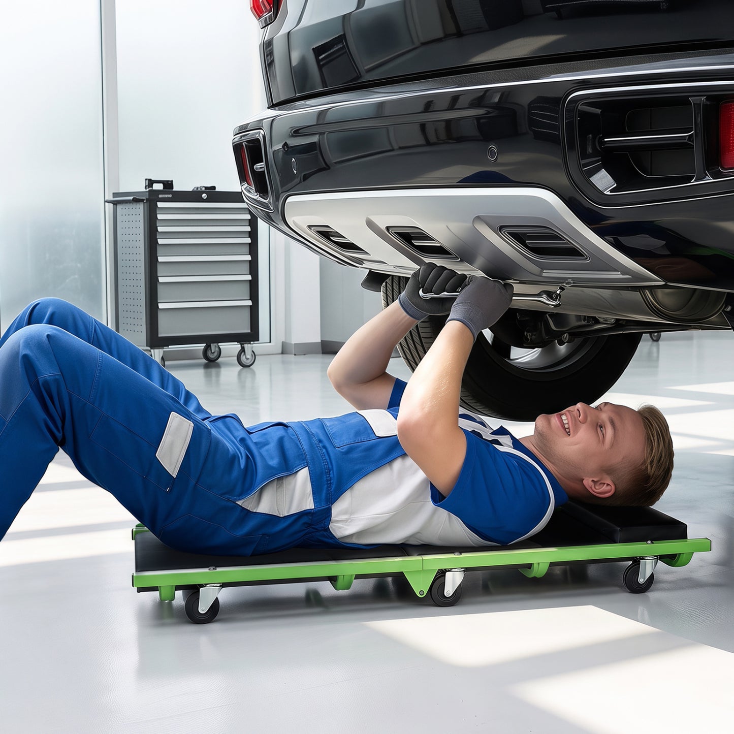 Creeper automobile pliable, roues pivotantes à 360°, 330 livres, vert