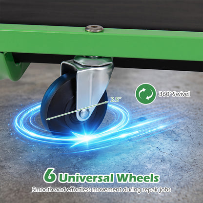 Creeper automobile pliable, roues pivotantes à 360°, 330 livres, vert