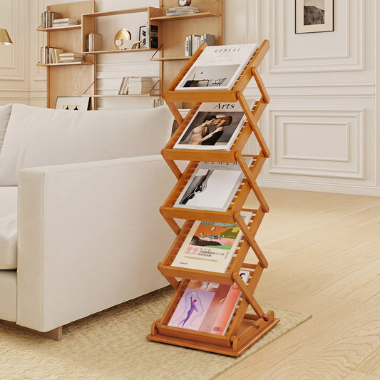 Foldable Bamboo Magazine Rack, 2 Adjustable Positions, Walnut Shoe Racks & Storage Benches Walnut at Gallery Canada