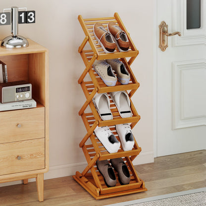 Foldable Bamboo Magazine Rack, 2 Adjustable Positions, Walnut