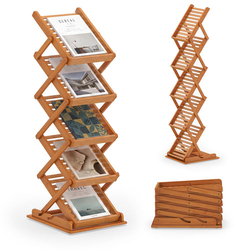 Foldable Bamboo Magazine Rack, 2 Adjustable Positions, Walnut