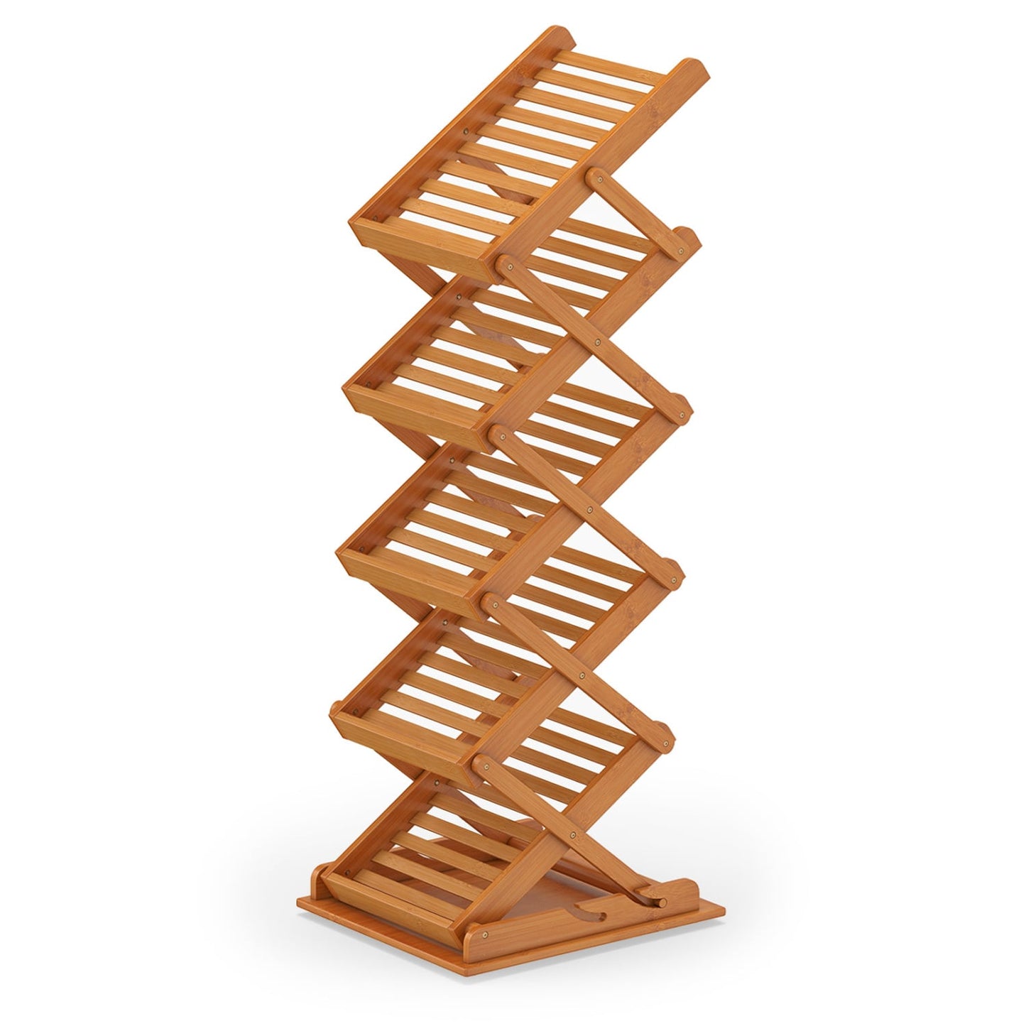 Foldable Bamboo Magazine Rack, 2 Adjustable Positions, Walnut