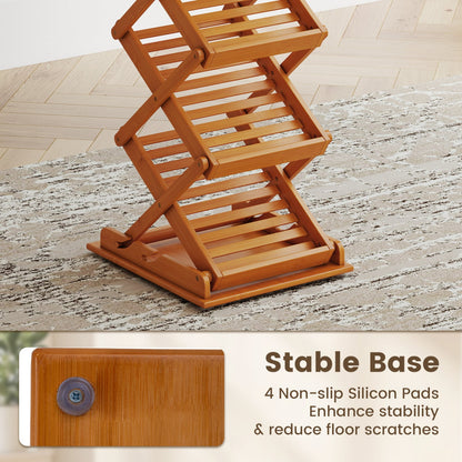 Foldable Bamboo Magazine Rack, 2 Adjustable Positions, Walnut